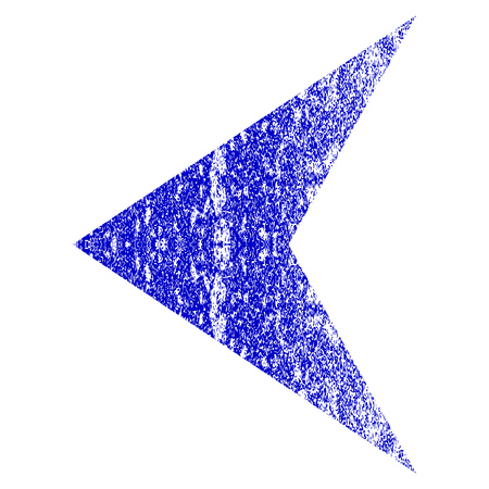 Arrowhead Left grunge textured icon. Flat style with unclean texture. Corroded vector blue rubber seal stamp style. Designed for overlay watermark stamp elements with grainy design.のイラスト素材