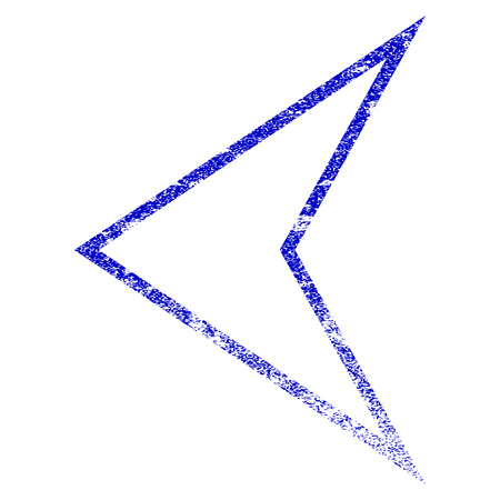 Arrowhead Left grunge textured icon. Flat style with dirty texture. Corroded vector blue rubber seal stamp style. Designed for overlay watermark stamp elements with grainy design.のイラスト素材