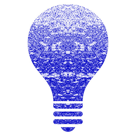 Bulb grunge textured icon. Flat style with unclean texture. Corroded vector blue rubber seal stamp style. Designed for overlay watermark stamp elements with grainy design.のイラスト素材