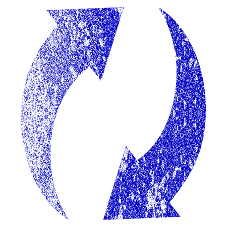 Refresh grunge textured icon. Flat style with dirty texture. Corroded vector blue rubber seal stamp style. Designed for overlay watermark stamp elements with grainy design.のイラスト素材