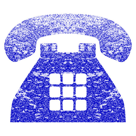 Tone Phone grunge textured icon. Flat style with scratched texture. Corroded vector blue rubber seal stamp style. Designed for overlay watermark stamp elements with grainy design.のイラスト素材