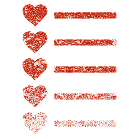 Favourites List grunge textured icon for overlay watermark stamps. Flat symbol with dust texture. Textured vector red rubber seal stamp with grunge design on a white background.のイラスト素材