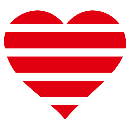 Striped Love Heart flat icon. Raster red symbol. Pictogram is isolated on a white background. Trendy flat style illustration for web site design, ads, apps, user interface.の写真素材
