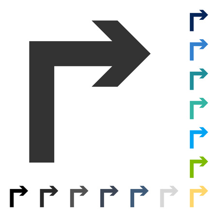 Turn Right icon. Vector illustration style is flat iconic symbol in some color versions.のイラスト素材