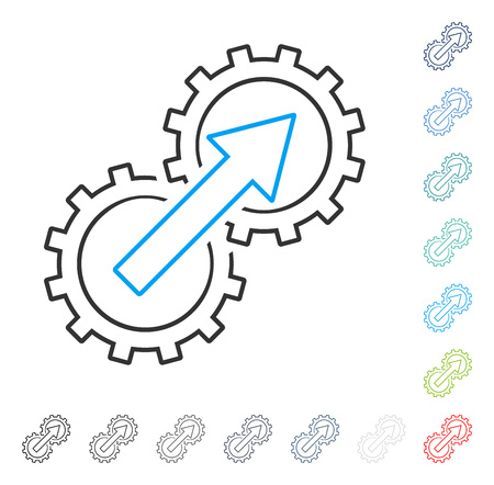 Gear Integration line icon. Vector illustration style is a flat iconic line symbol in some color versions.のイラスト素材
