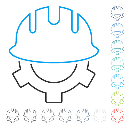 Development Helmet contour icon. Vector illustration style is a flat iconic contour symbol in some color versions.のイラスト素材
