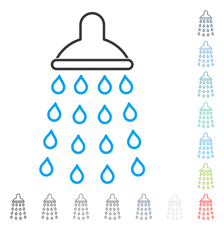 Shower stroke icon. Vector illustration style is a flat iconic contour symbol in some color versions.のイラスト素材