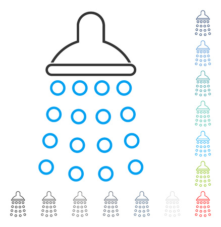 Shower line icon. Vector illustration style is a flat iconic line symbol in some color versions.のイラスト素材