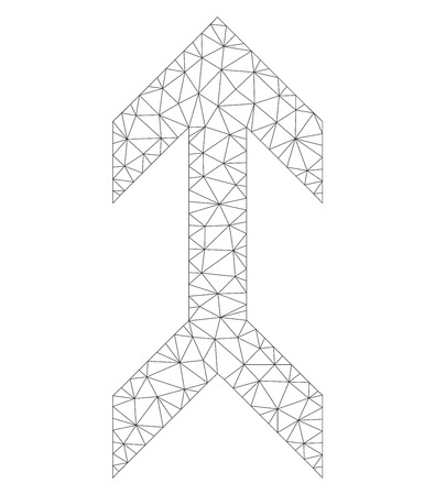 Mesh vector arrow up on a white background. Polygonal wireframe gray arrow up in lowpoly style with connected triangles, nodes and linear items.のイラスト素材