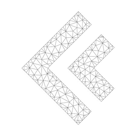 Mesh vector shift left icon on a white background. Polygonal wireframe gray shift left image in lowpoly style with combined triangles, nodes and lines.のイラスト素材