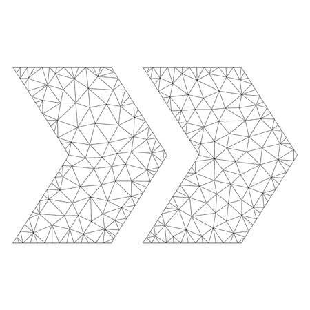 Mesh vector shift right icon on a white background. Polygonal wireframe dark gray shift right image in low poly style with combined triangles, dots and linear items.のイラスト素材