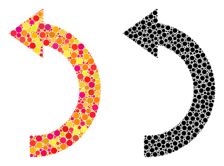 Dotted rotate left mosaic icons. Vector rotate left icons in colorful and black versions. Collages of casual round dots. Vector concepts of rotate left icons organized of random round dots.のイラスト素材