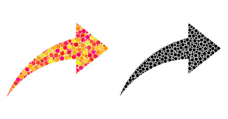 Dotted redo mosaic icons. Vector redo icons in multi-colored and black versions. Collages of random circle dots. Vector collages of redo icons composed of casual round dots.のイラスト素材