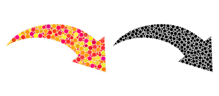 Dotted redo mosaic icons. Vector redo icons in multi-colored and black versions. Collages of casual round dots. Vector concepts of redo icons combined of arbitrary round pixels.のイラスト素材