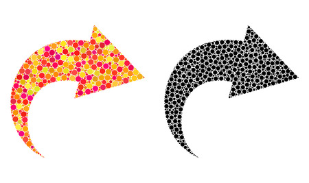 Pixel redo mosaic icons. Vector redo icons in colorful and black versions. Collages of random round dots. Vector collages of redo icons made with random spots.のイラスト素材