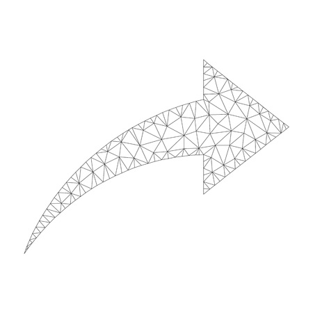Polygonal vector redo icon on a white background. Mesh carcass grey redo image in lowpoly style with structured triangles, dots and linear items.のイラスト素材