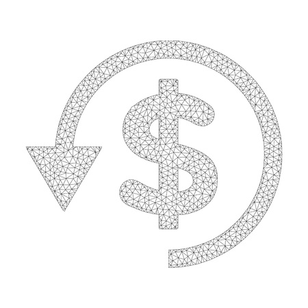 Mesh vector chargeback icon on a white background. Polygonal wireframe gray chargeback image in low poly style with organized triangles, dots and lines.のイラスト素材