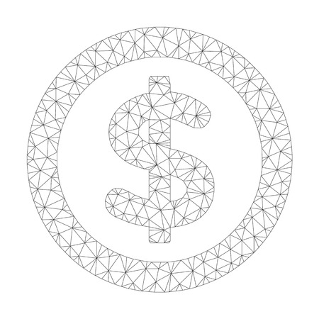 Polygonal vector finance icon on a white background. Polygonal carcass gray finance image in lowpoly style with connected triangles, points and linear items.のイラスト素材