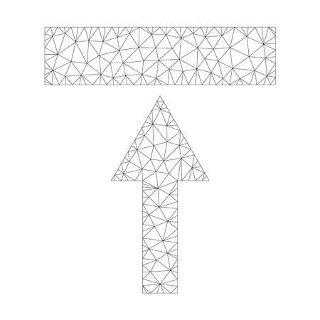 Polygonal vector move top icon on a white background. Polygonal carcass grey move top image in lowpoly style with connected triangles, nodes and linear items.のイラスト素材