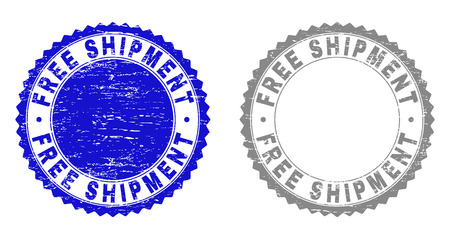 Grunge Free Shipment Stamp Seals Isolated On A White Background Rosette Seals With Grunge Texture In Blue And Gray Colors Vector Rubber Watermark Of Free Shipment Inside Round Rosette のイラスト素材 ストックフォト 写真素材のstock Foto ストック