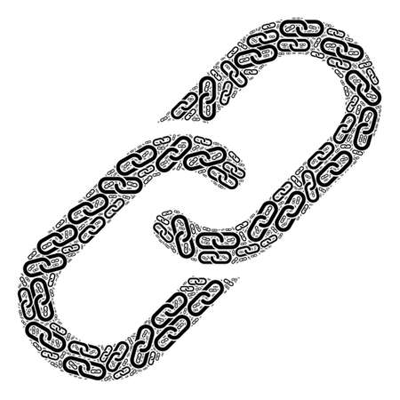 Recursive combination chain. Raster collage is done of recursive chain elements. Flat raster design...