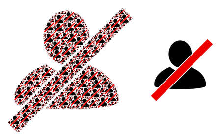 Recursive mosaic wrong user and basic icon. Vector mosaic is constructed with randomized wrong user items. Flat vector design on a white background.のイラスト素材