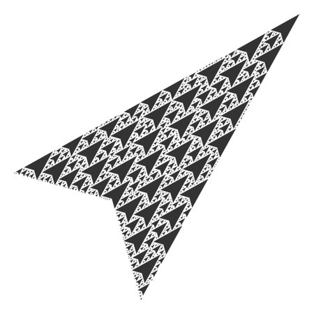 Recursion collage of arrowhead right-up. Flat vector arrowhead right-up collage is made of repeating...