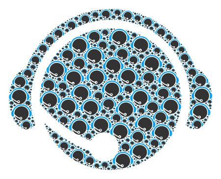 Recursive collage from call center operator. Flat vector call center operator collage is designed from randomized recursive call center operator items.のイラスト素材