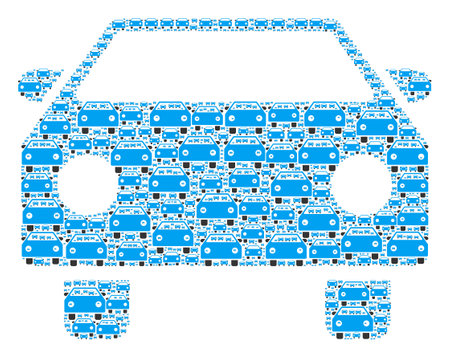 Recursive composition from car. Flat vector car composition is composed of random recursive car icons.のイラスト素材