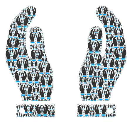 Fractal composition of care hands. Flat vector care hands composition is formed of repeating recursive care hands elements.のイラスト素材