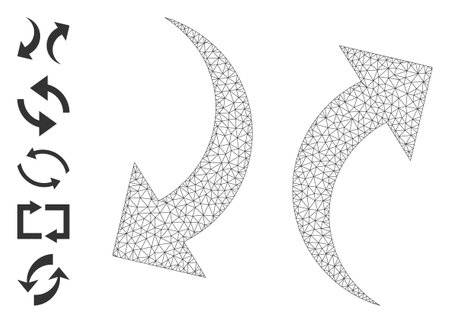 Mesh polygonal exchange arrows icon with simple carcass created from exchange arrows vector graphics. Carcass mesh polygonal exchange arrows. Wire carcass flat mesh in vector EPS format.のイラスト素材