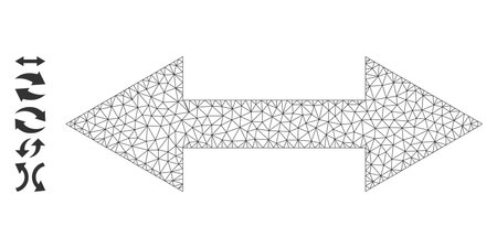 Mesh polygonal horizontal flip icon with simple symbols created from horizontal flip vector graphics. Frame mesh polygonal horizontal flip. Wire frame 2D mesh in vector format.のイラスト素材