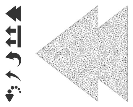 Mesh polygonal move left icon with simple symbols created from move left vector graphics. Frame mesh polygonal move left. Linear frame flat mesh in vector format.のイラスト素材