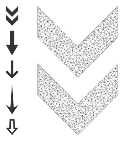 Mesh polygonal shift down icon with simple carcass created from shift down vector illustration. Carcass mesh polygonal shift down. Wire carcass 2D network in vector EPS format.のイラスト素材