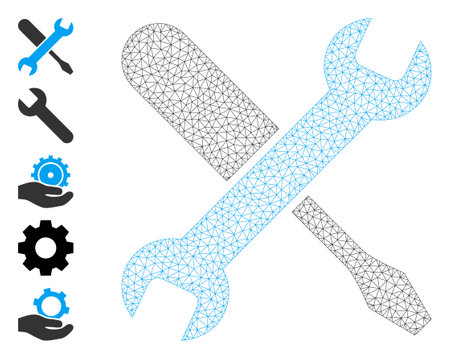 Mesh net tuning icon with simple carcass created from tuning vector illustration. Carcass mesh polygonal tuning. Linear carcass 2D mesh in vector EPS format.のイラスト素材