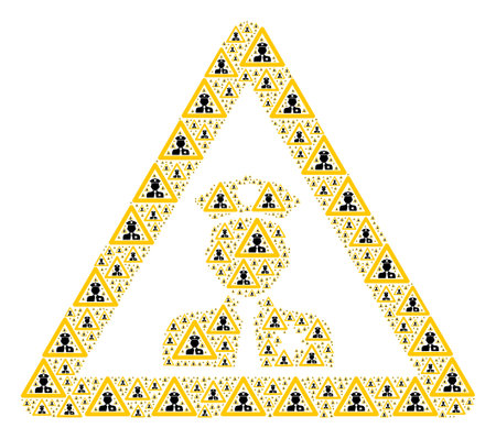 Repeating collage from policeman warning. Flat vector policeman warning collage is made from random recursive policeman warning elements.のイラスト素材