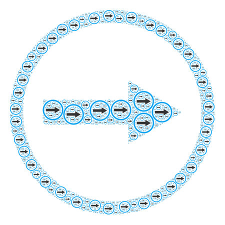 Repeating collage from right rounded arrow. Flat vector right rounded arrow abstraction is constructed from repeating recursive right rounded arrow icons.のイラスト素材