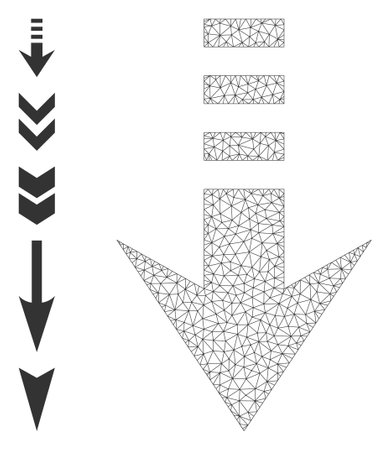 Mesh polygonal send down icon with simple carcass created from send down vector illustration. Carcass mesh polygonal send down. Wire frame flat mesh in eps10 vector format.のイラスト素材