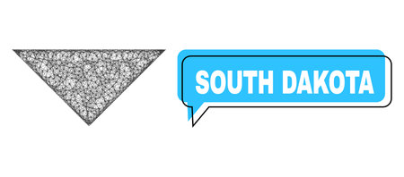 Conversation South Dakota blue cloud message and net mesh arrowhead down. Frame and colored area are misplaced for South Dakota caption, which is located inside blue colored cloud.のイラスト素材