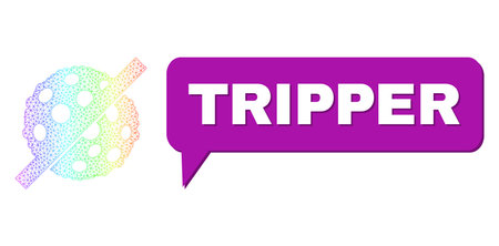 Tripper and no microbe spore vector. Rainbow colored net no microbe spore, and conversation Tripper cloud frame. Conversation colored Tripper cloud has shadow.のイラスト素材