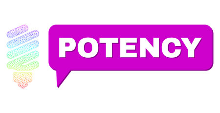 Potency and fluorescent bulb vector. Rainbow colorful net fluorescent bulb, and conversation Potency cloud message. Conversation colored Potency cloud has shadow.のイラスト素材