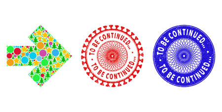 Arrow Right Collage Of Christmas Symbols Such As Stars Fir Trees Bright Circles And To Be Continued Rubber Watermarks Vector To Be Continued Seals Uses Guilloche Ornament のイラスト素材 ストックフォト 写真素材のstock Foto ストックドットフォト