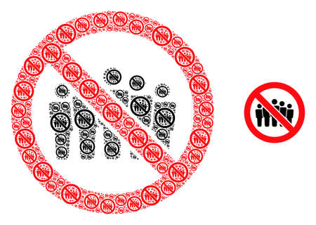 Forbidden people crowd icon composition is done from random recursive forbidden people crowd elements. Recursive vector composition from forbidden people crowd pictograms.のイラスト素材