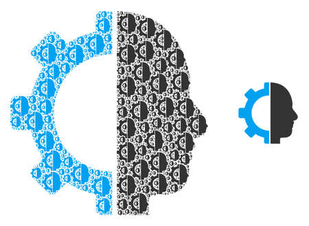 Cyborg gear icon fractal is created of randomized fractal cyborg gear parts. Fractal vector combination of cyborg gear pictograms.のイラスト素材