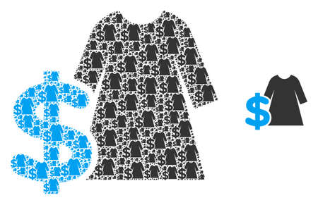 Dress price icon composition is designed of random itself dress price items. itself vector composition for dress price items.のイラスト素材