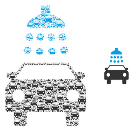 Car shower icon mosaic is constructed of scattered recursive car shower pictograms. Recursion vector mosaic of car shower pictograms.のイラスト素材
