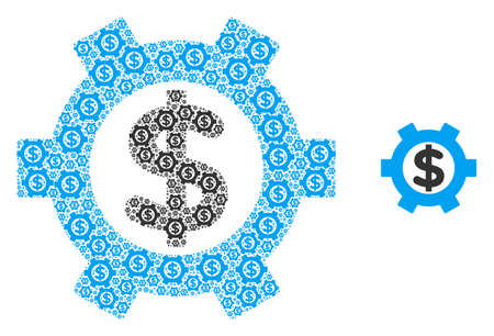 Financial settings icon mosaic is created from scattered fractal financial settings pictograms. Fractal vector combination from financial settings items.のイラスト素材