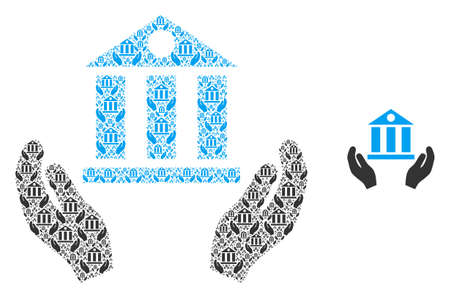 Bank service icon mosaic is made from scattered itself bank service parts. itself vector mosaic for bank service icons.のイラスト素材