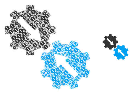 Gear integration icon collage is done of scattered fractal gear integration parts. Fractal vector collage from gear integration parts.のイラスト素材