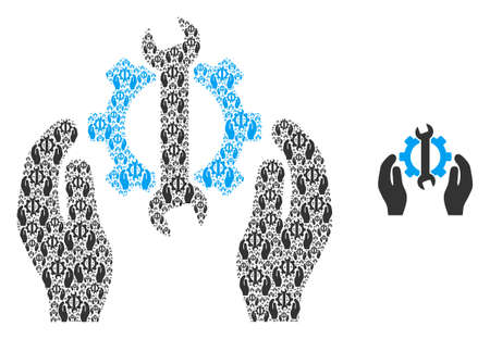 Repair service icon fractal is created of repeating recursive repair service elements. Recursive vector combination of repair service elements.のイラスト素材